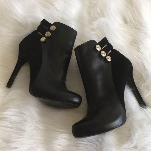 Guess Shoes - Guess Black Cutout Leather Platform Stiletto Boots